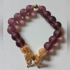 Elegant Purple and Gold Beaded Bracelet